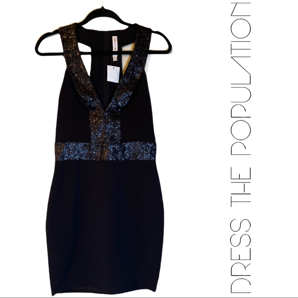 Dress the Population Black Sequence Dress